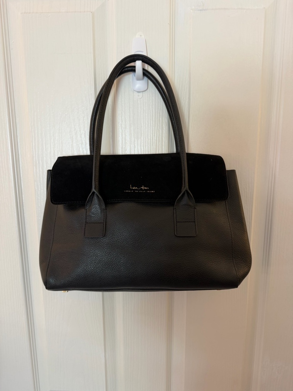 India Hicks "Fussy Sarah" Bag in Black Suede and Leather - Picture 10 of 15